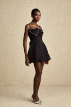 Kalp Süslemeli Mini Elbise