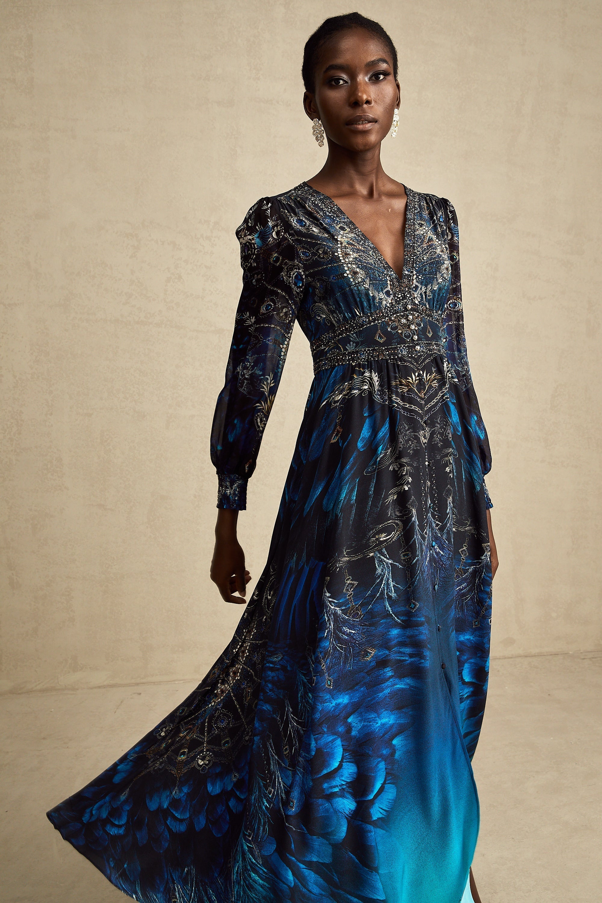 Grafikli Midi Elbise