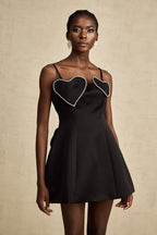 Kalp Süslemeli Mini Elbise