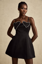 Kalp Süslemeli Mini Elbise