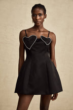 Kalp Süslemeli Mini Elbise