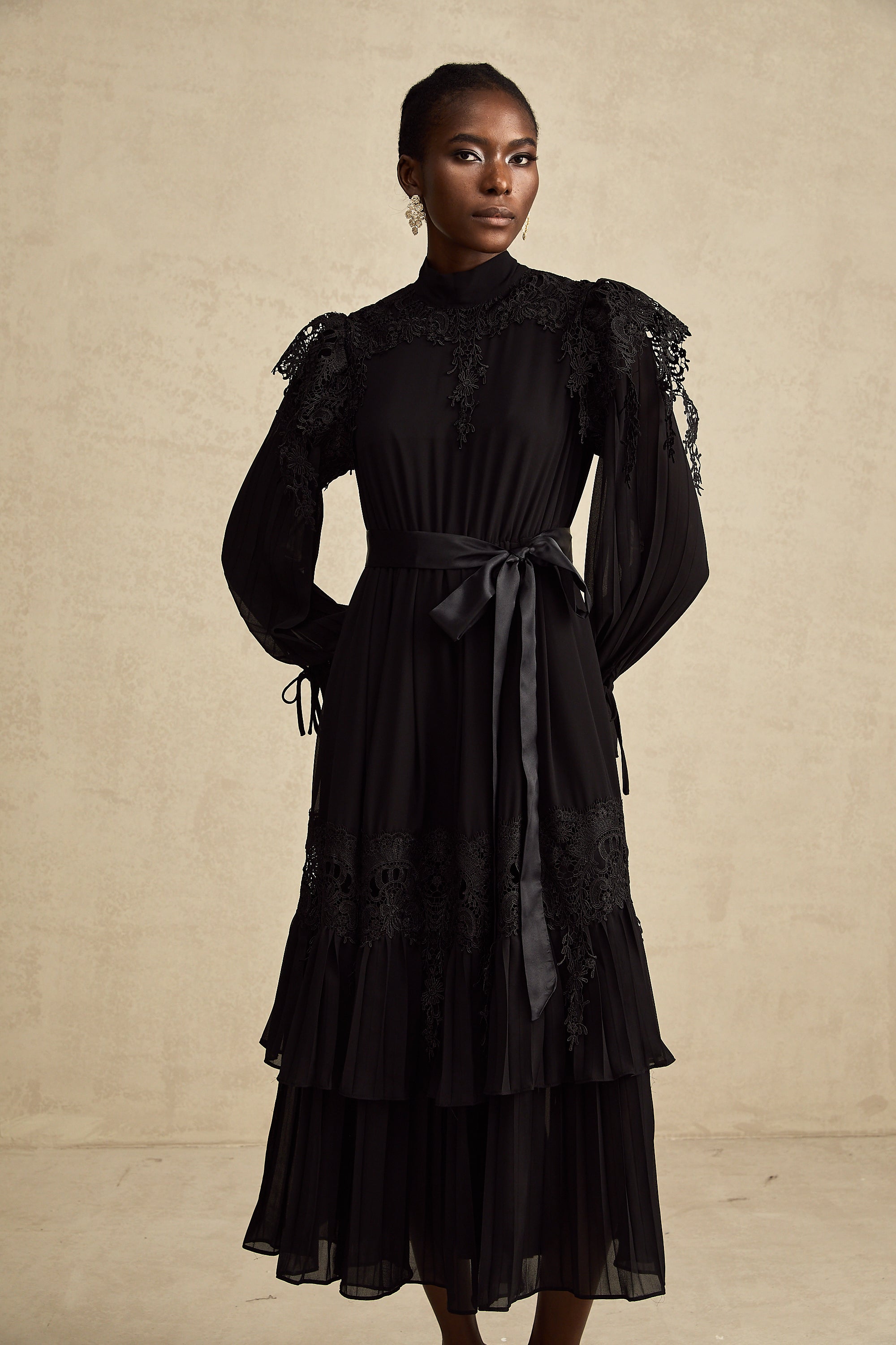 Lucie fırfır midi elbise