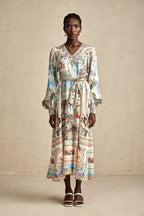 Kemerli V Yaka Midi Elbise