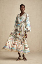 Kemerli V Yaka Midi Elbise