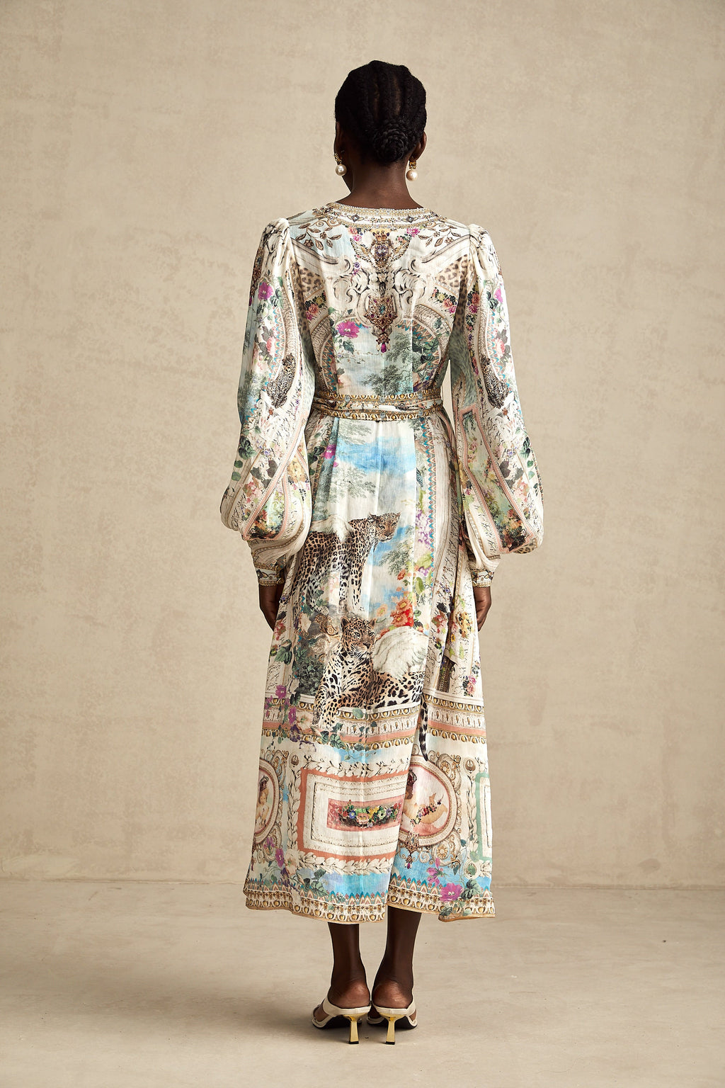 Léna kuşaklı midi elbise