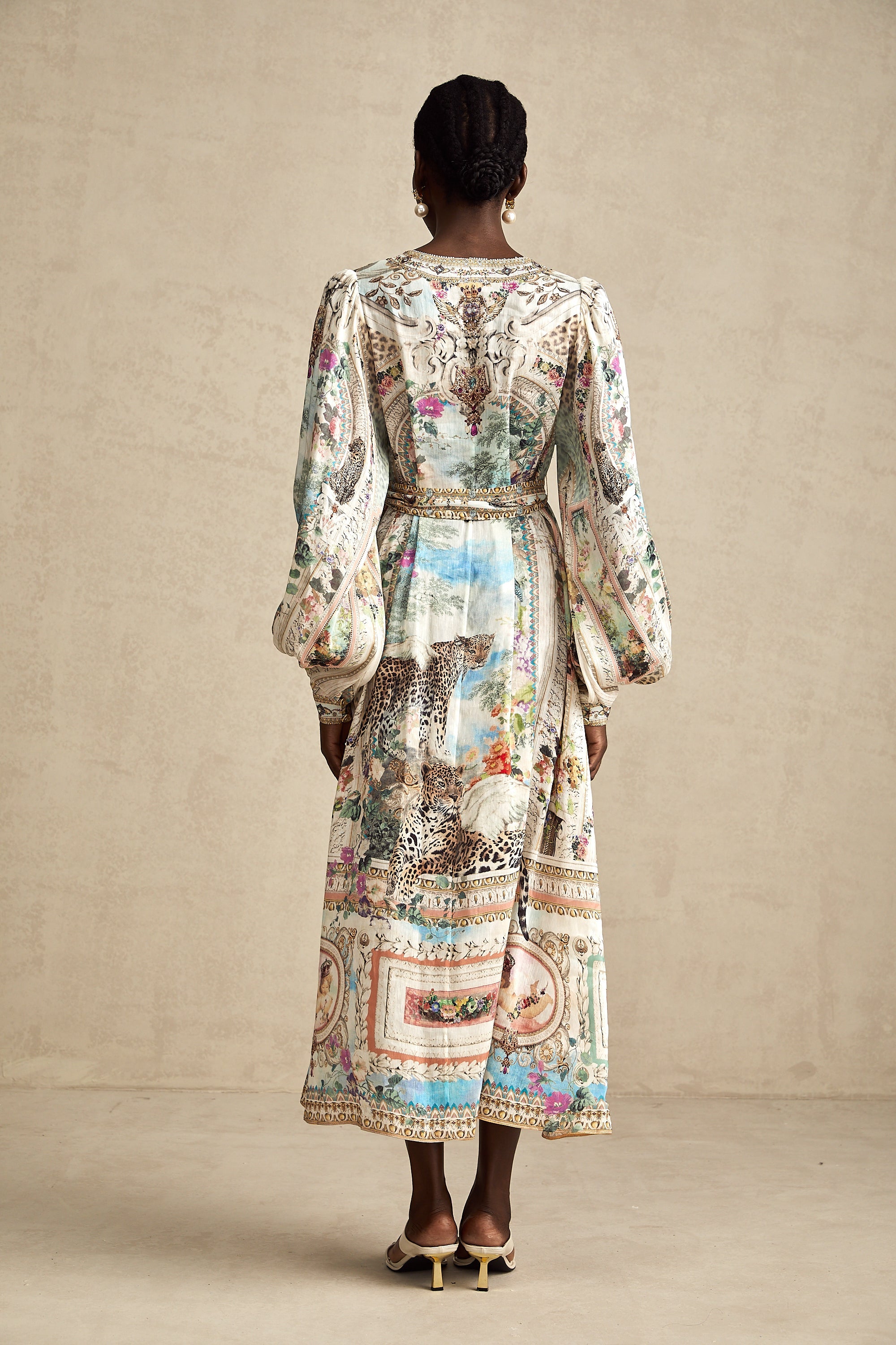 Léna kuşaklı midi elbise