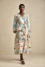 Kemerli V Yaka Midi Elbise