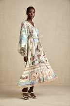 Léna kuşaklı midi elbise