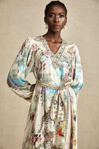 Kemerli V Yaka Midi Elbise