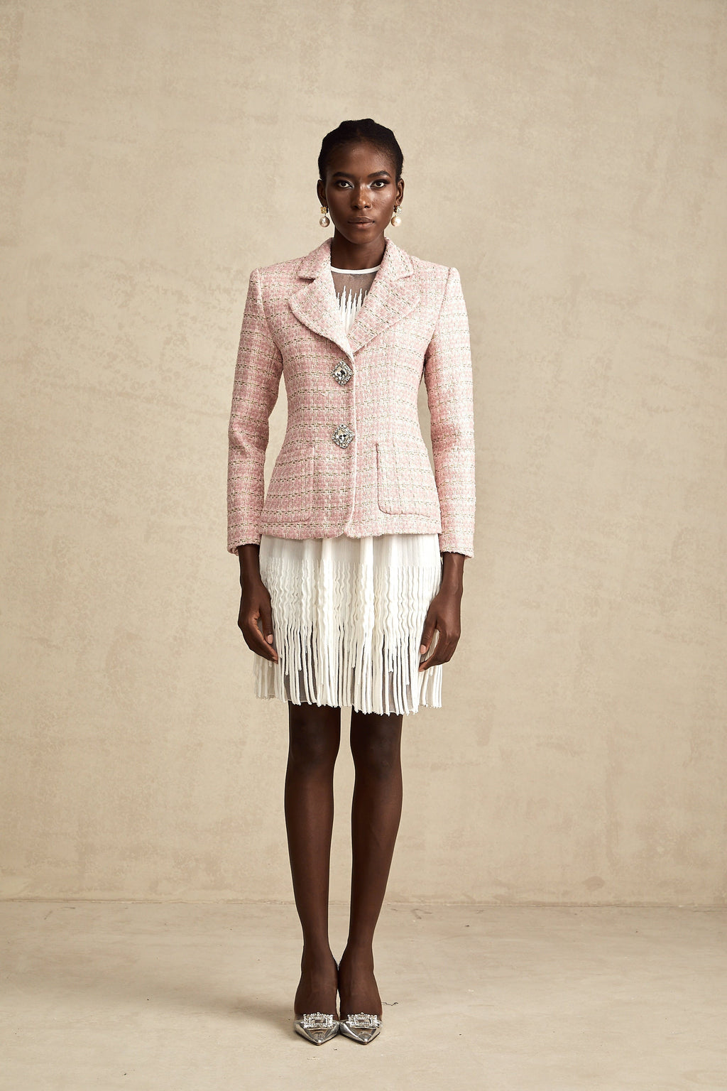 Kristal Kareli Tüvit Blazer Ceket