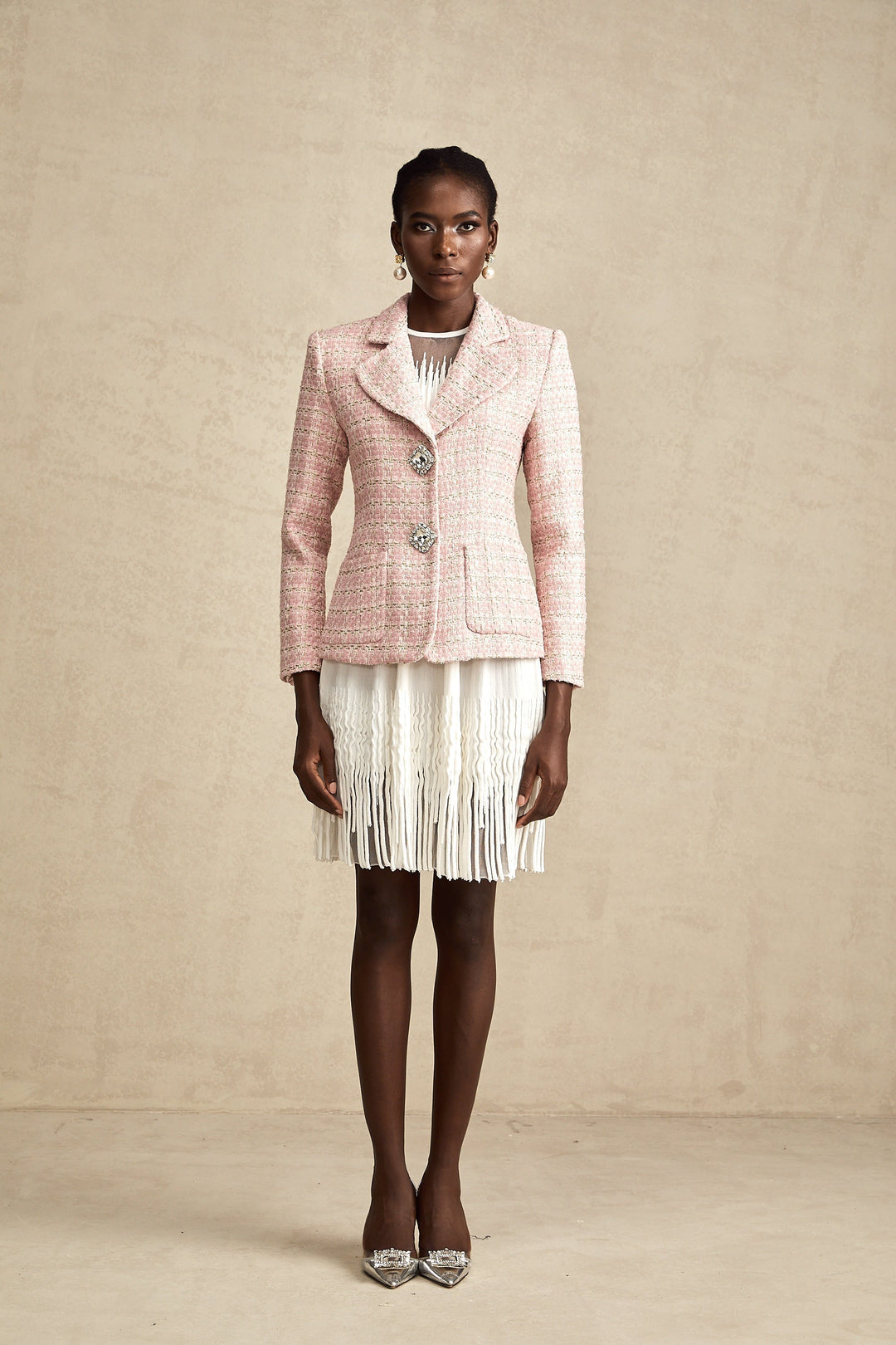 Kristal Kareli Tüvit Blazer Ceket