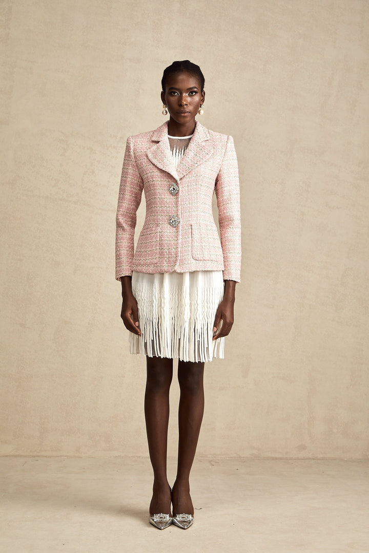 Kristal Kareli Tüvit Blazer Ceket