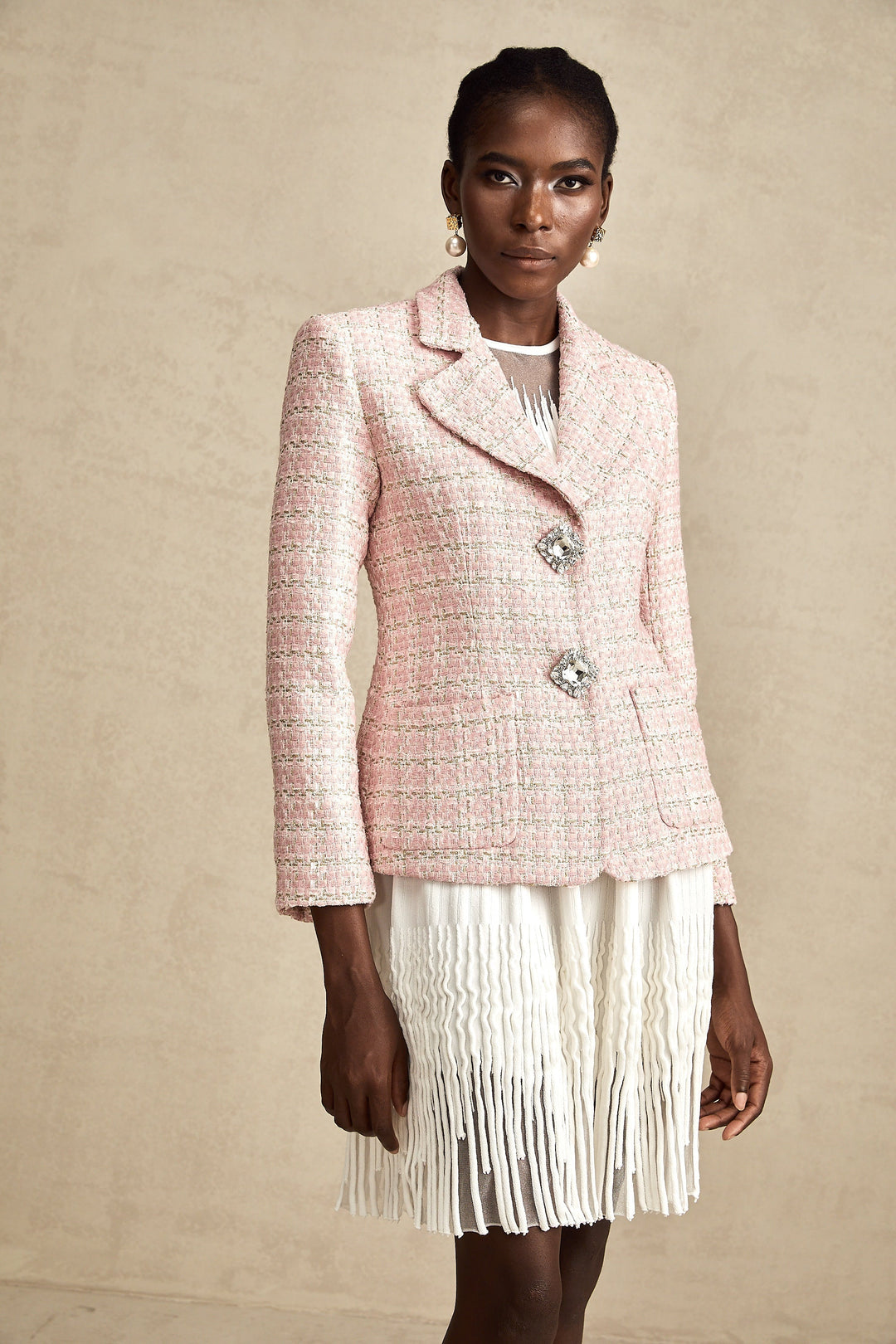 Kristal Kareli Tüvit Blazer Ceket
