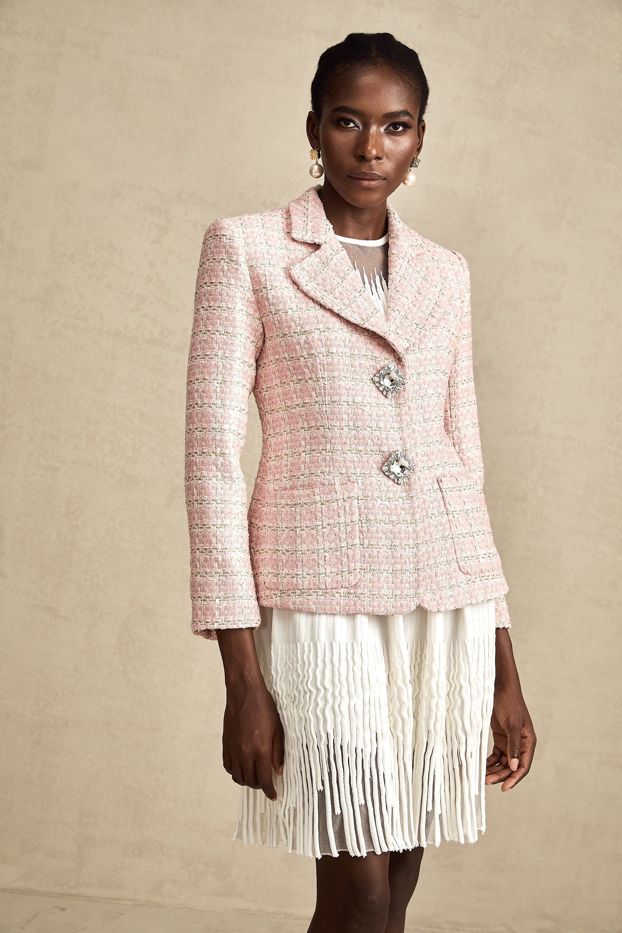 Kristal Kareli Tüvit Blazer Ceket