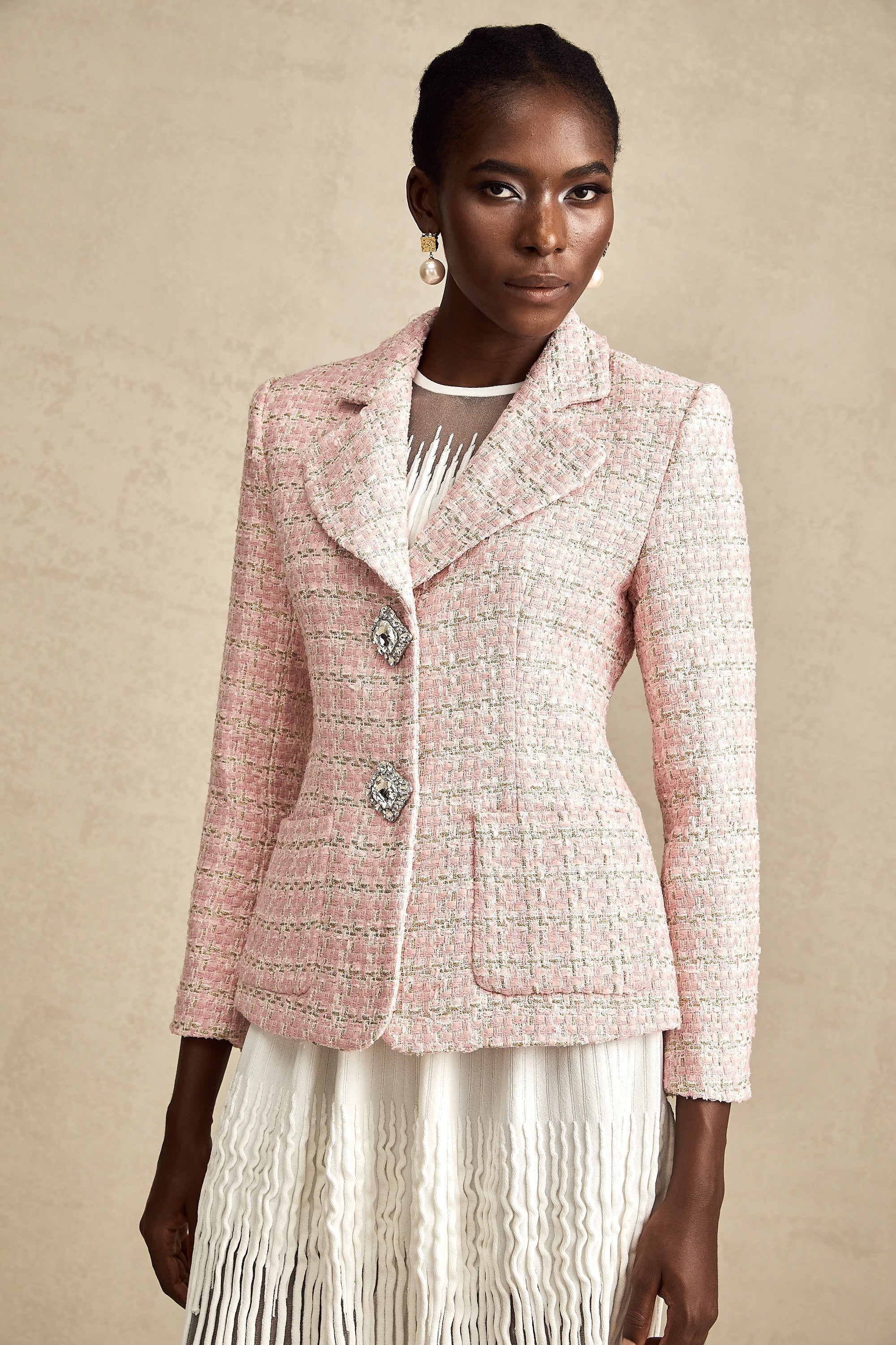 Kristal Kareli Tüvit Blazer Ceket