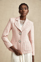 Kristal Kareli Tüvit Blazer Ceket