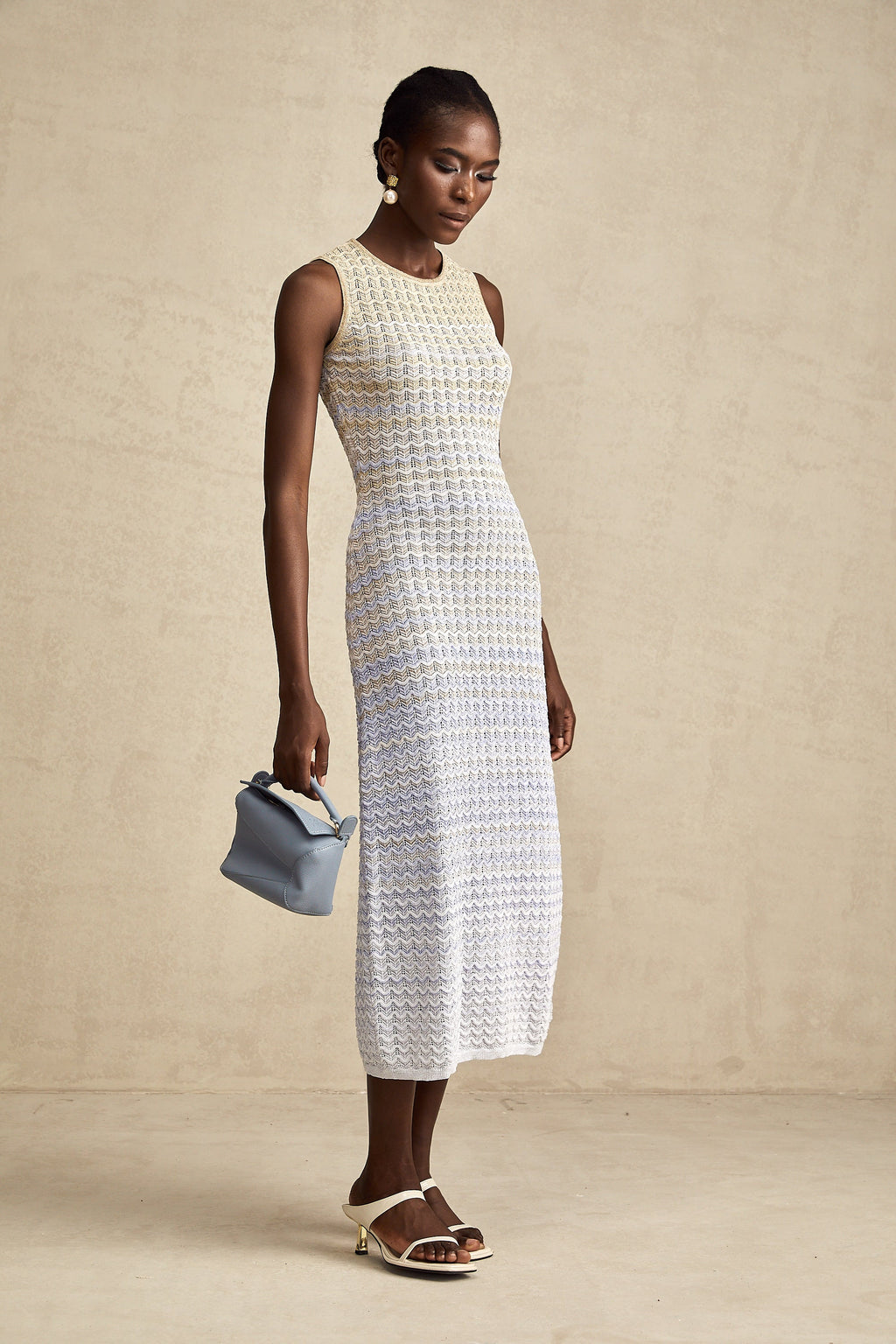 Pauline örgü midi elbise