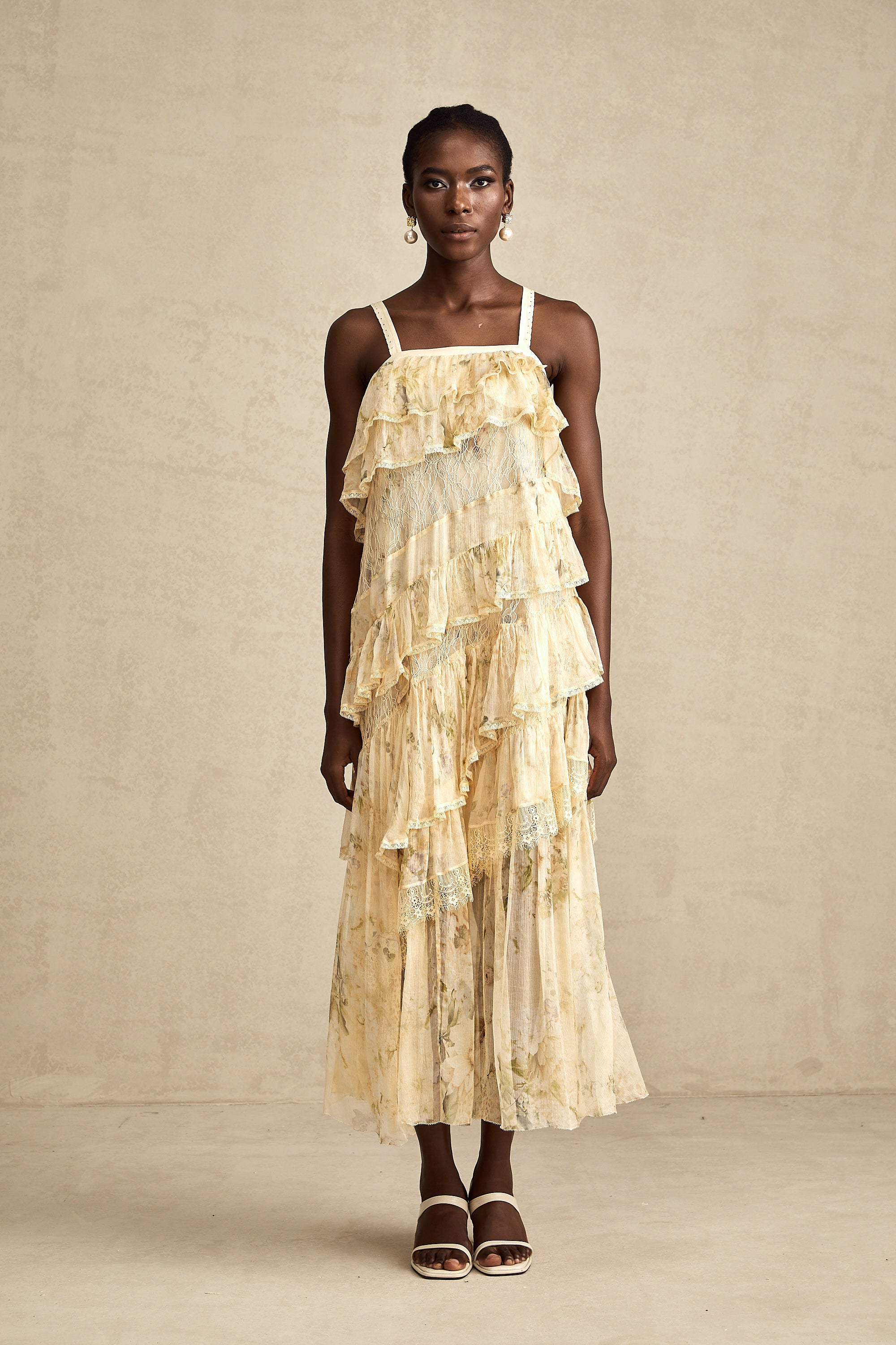 Juliette dantel midi elbise