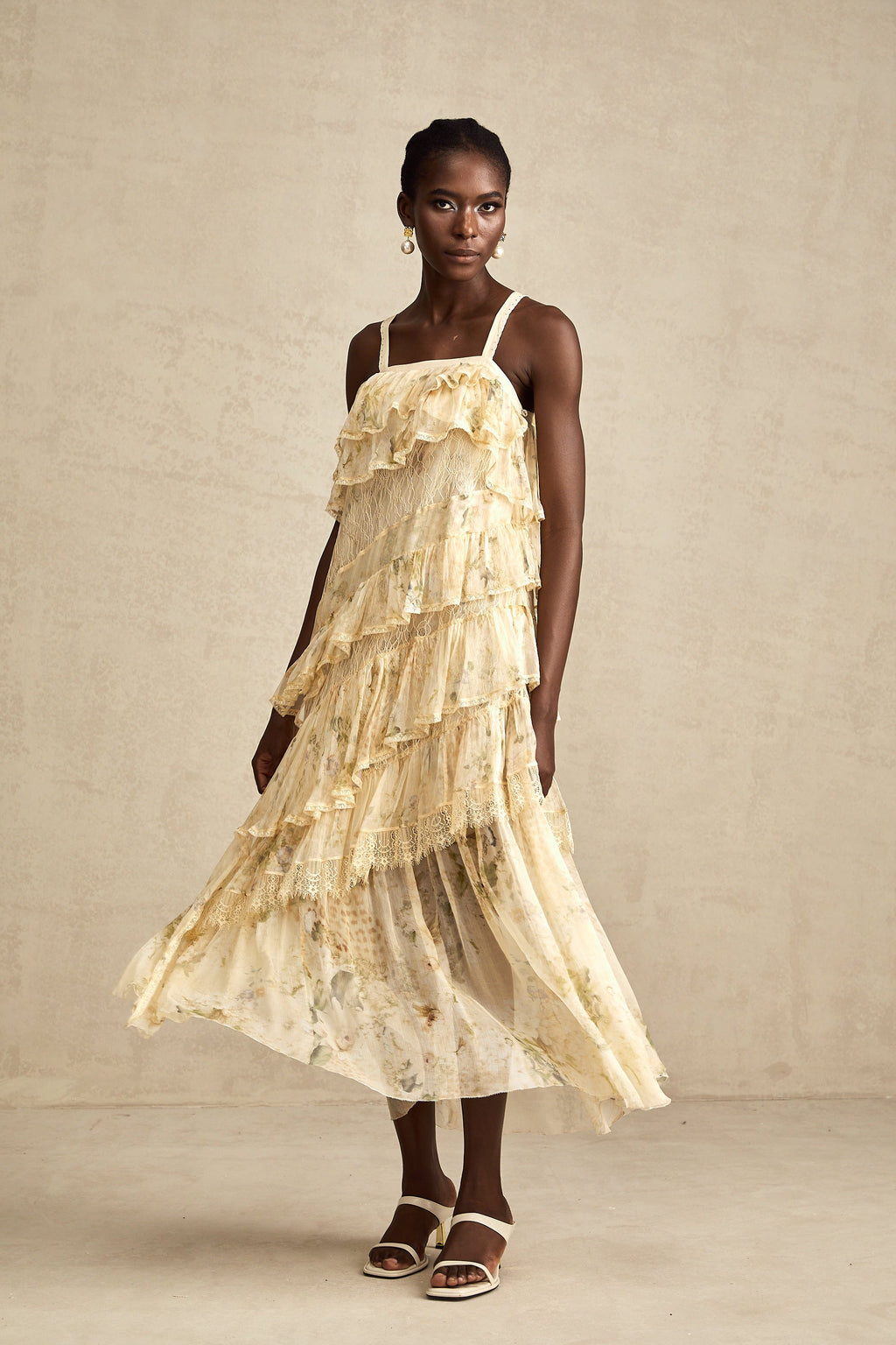 Juliette dantel midi elbise