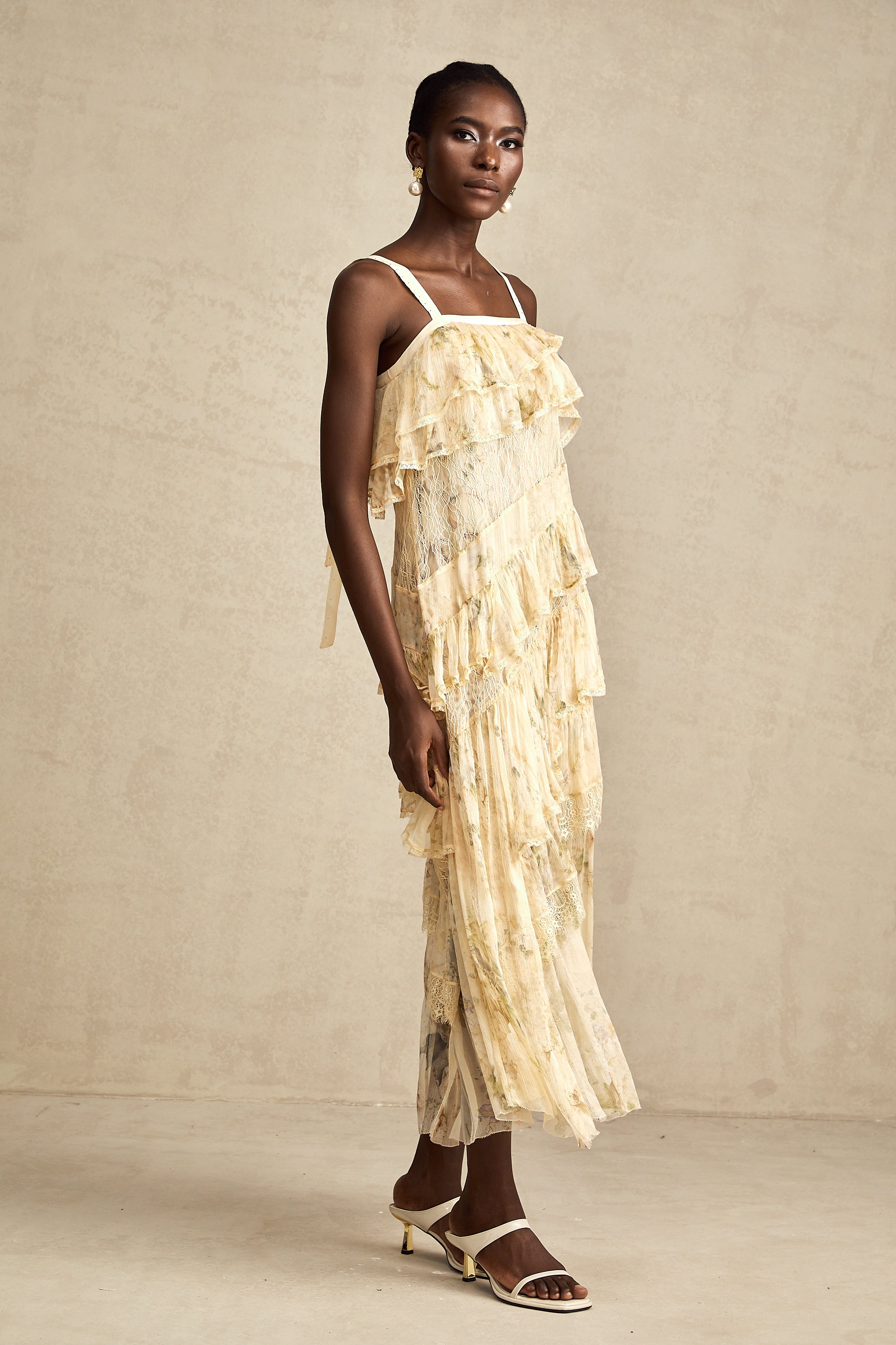 Juliette dantel midi elbise