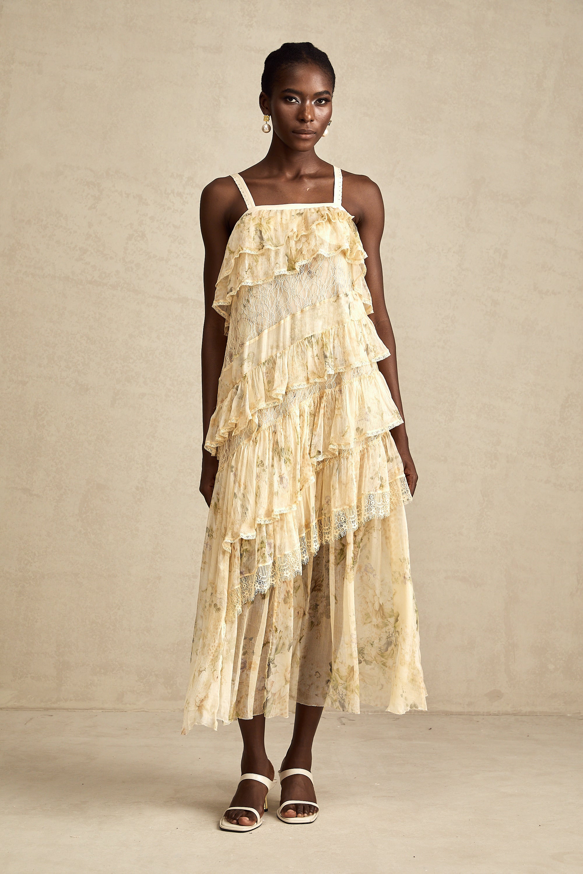 Juliette dantel midi elbise