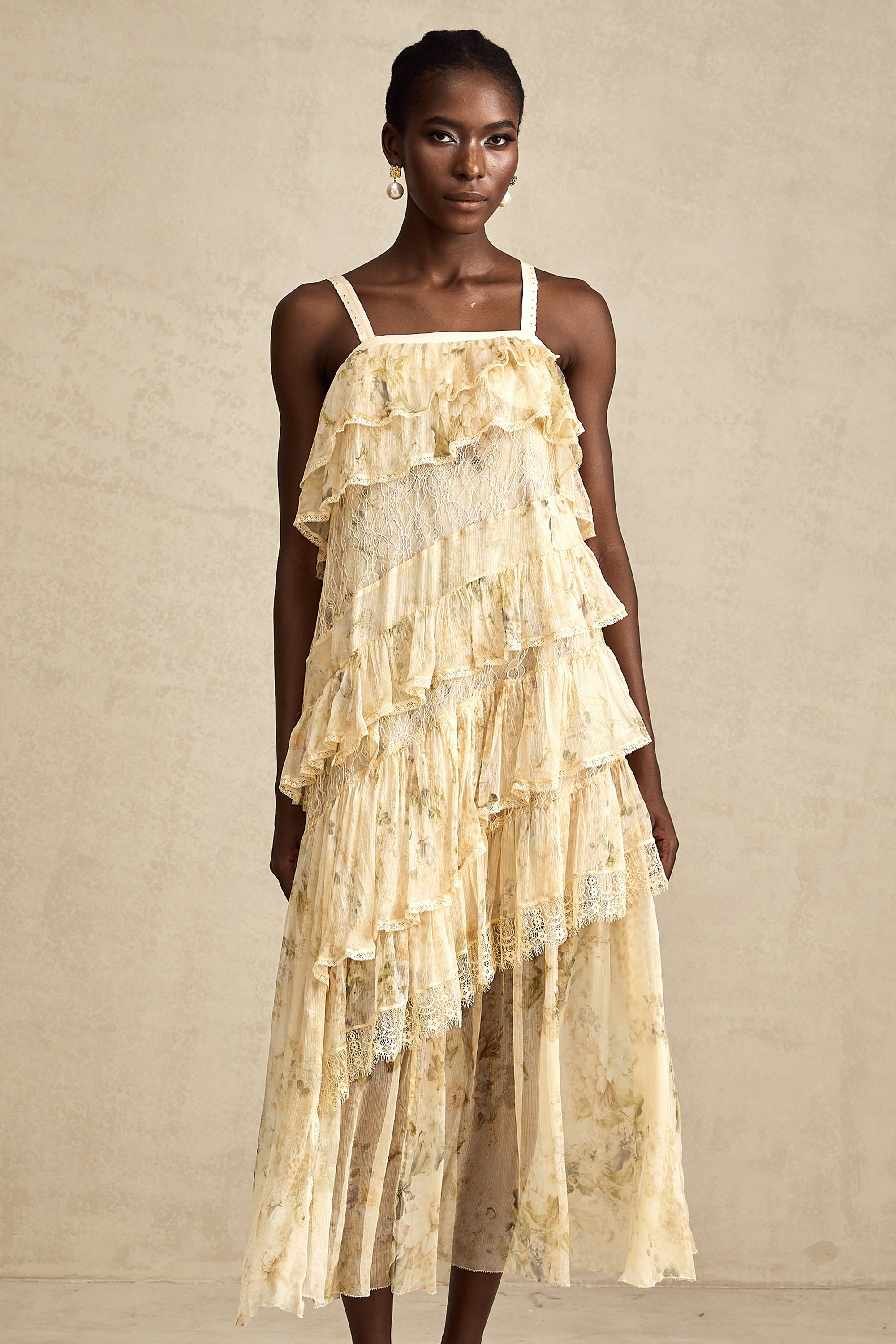 Juliette dantel midi elbise