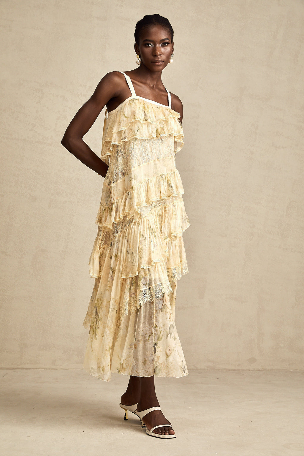 Juliette dantel midi elbise