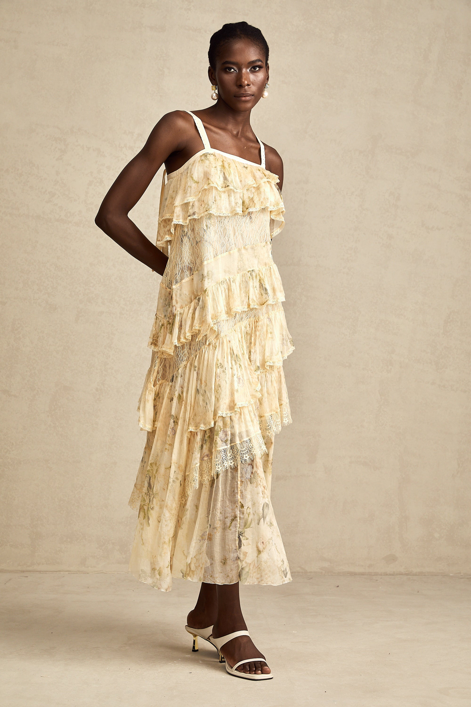 Juliette dantel midi elbise