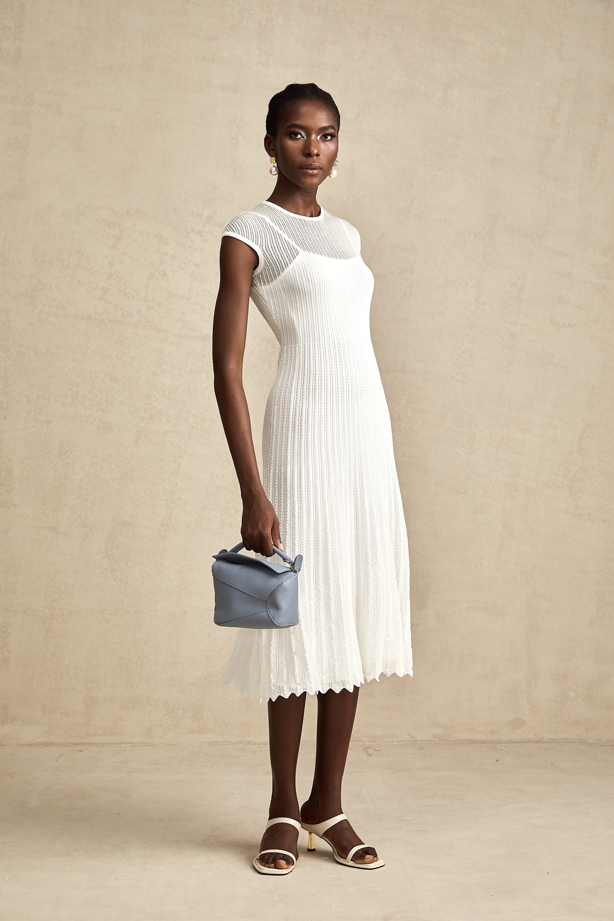 Liane şeffaf midi elbise