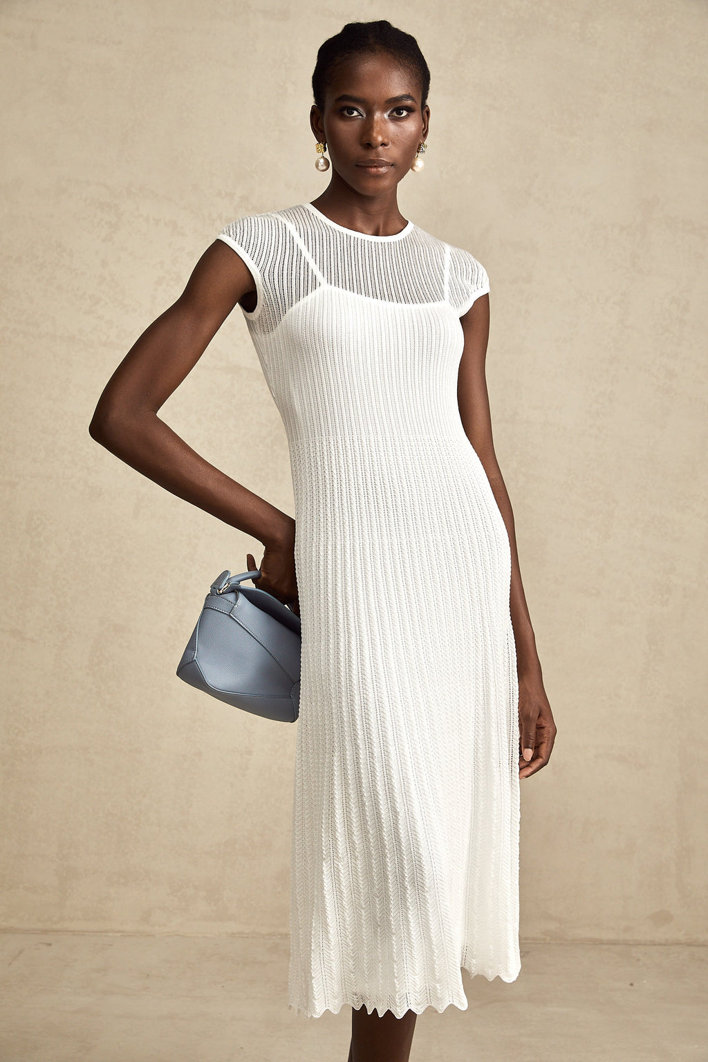 Liane şeffaf midi elbise