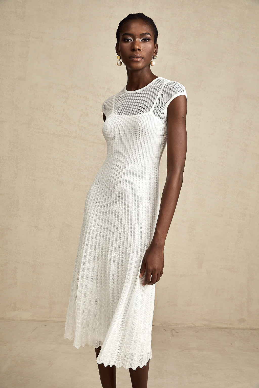 Liane şeffaf midi elbise