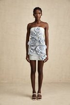 Çiçek Aplikeli Mini Elbise