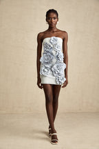 Çiçek Aplikeli Mini Elbise