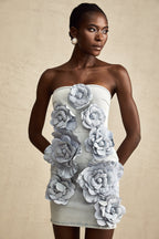 Çiçek Aplikeli Mini Elbise