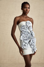 Çiçek Aplikeli Mini Elbise