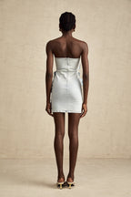 Çiçek Aplikeli Mini Elbise