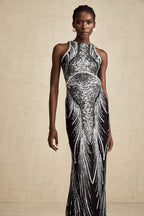 Ghislaine süsleme maksi elbise