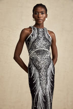 Ghislaine süsleme maksi elbise