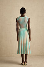 Isabeau çizgili midi elbise