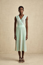 Isabeau çizgili midi elbise