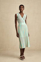 Isabeau çizgili midi elbise