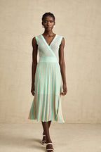 Isabeau çizgili midi elbise