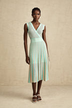 Isabeau çizgili midi elbise