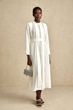 Honorine pile midi elbise