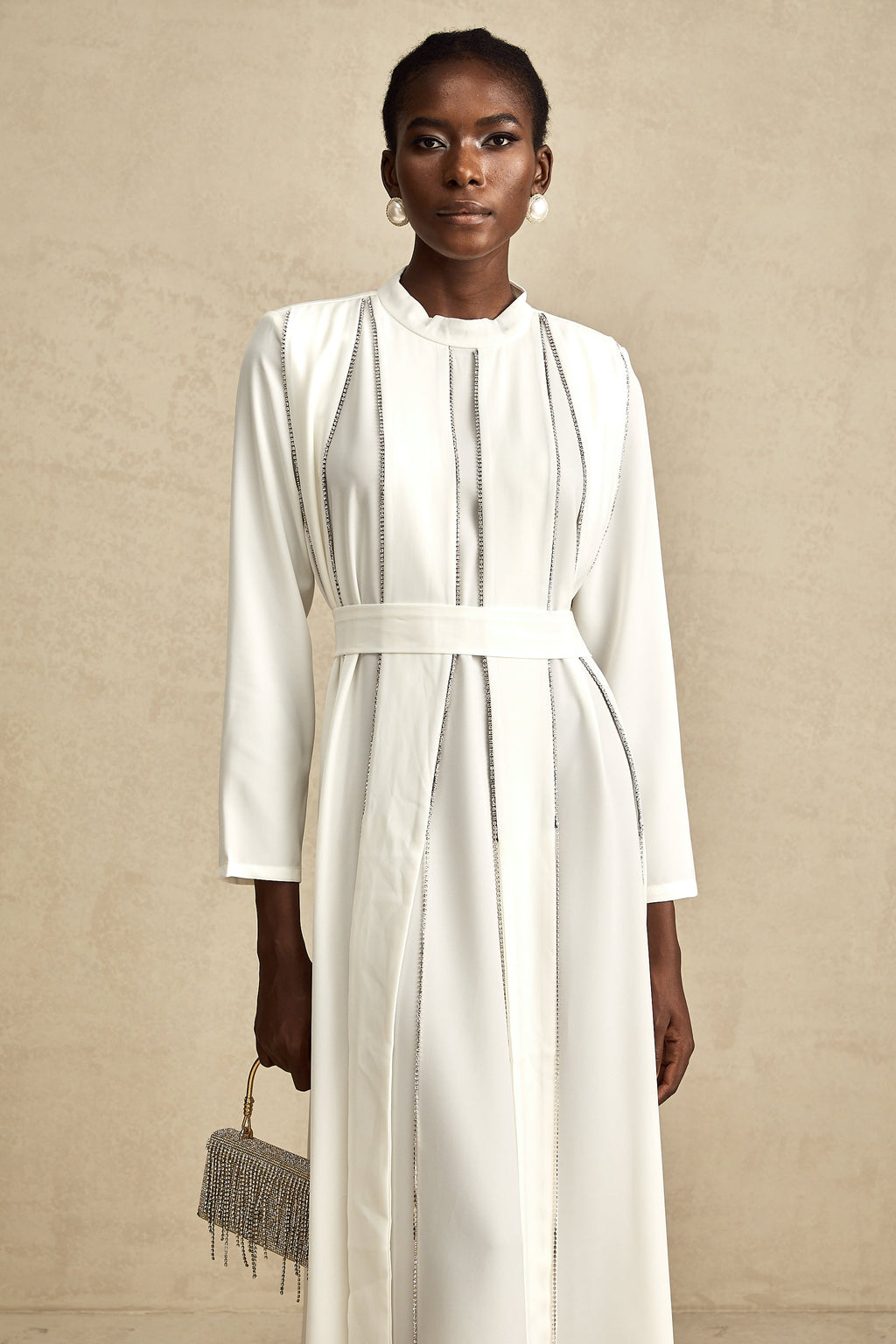 Honorine pile midi elbise