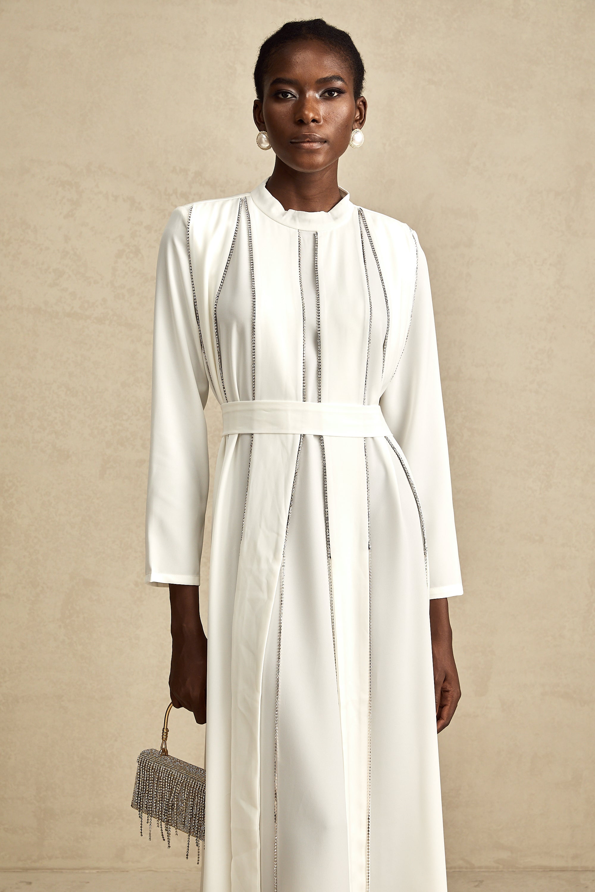 Honorine pile midi elbise