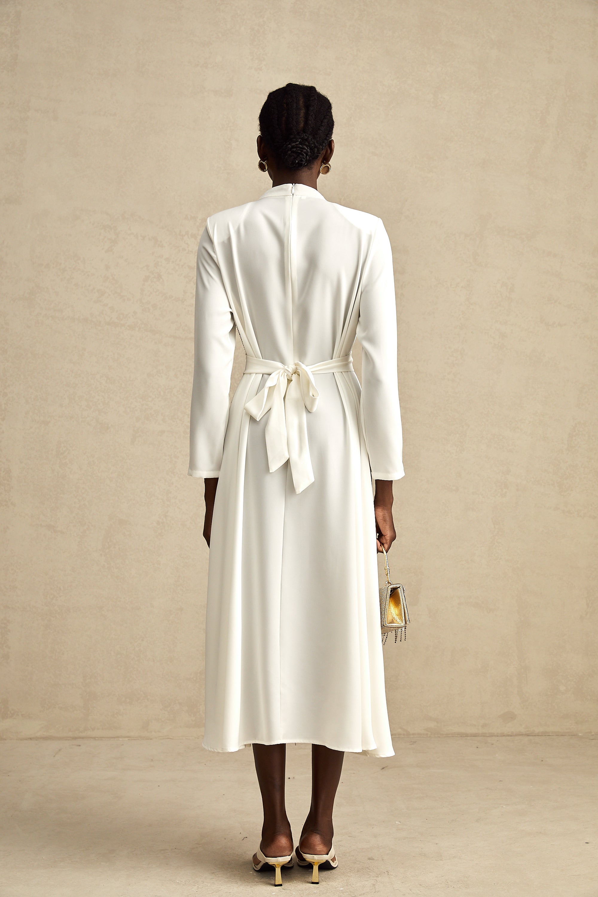 Honorine pile midi elbise