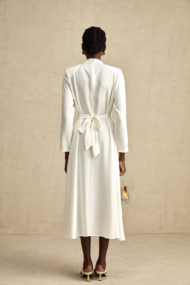 Honorine pile midi elbise