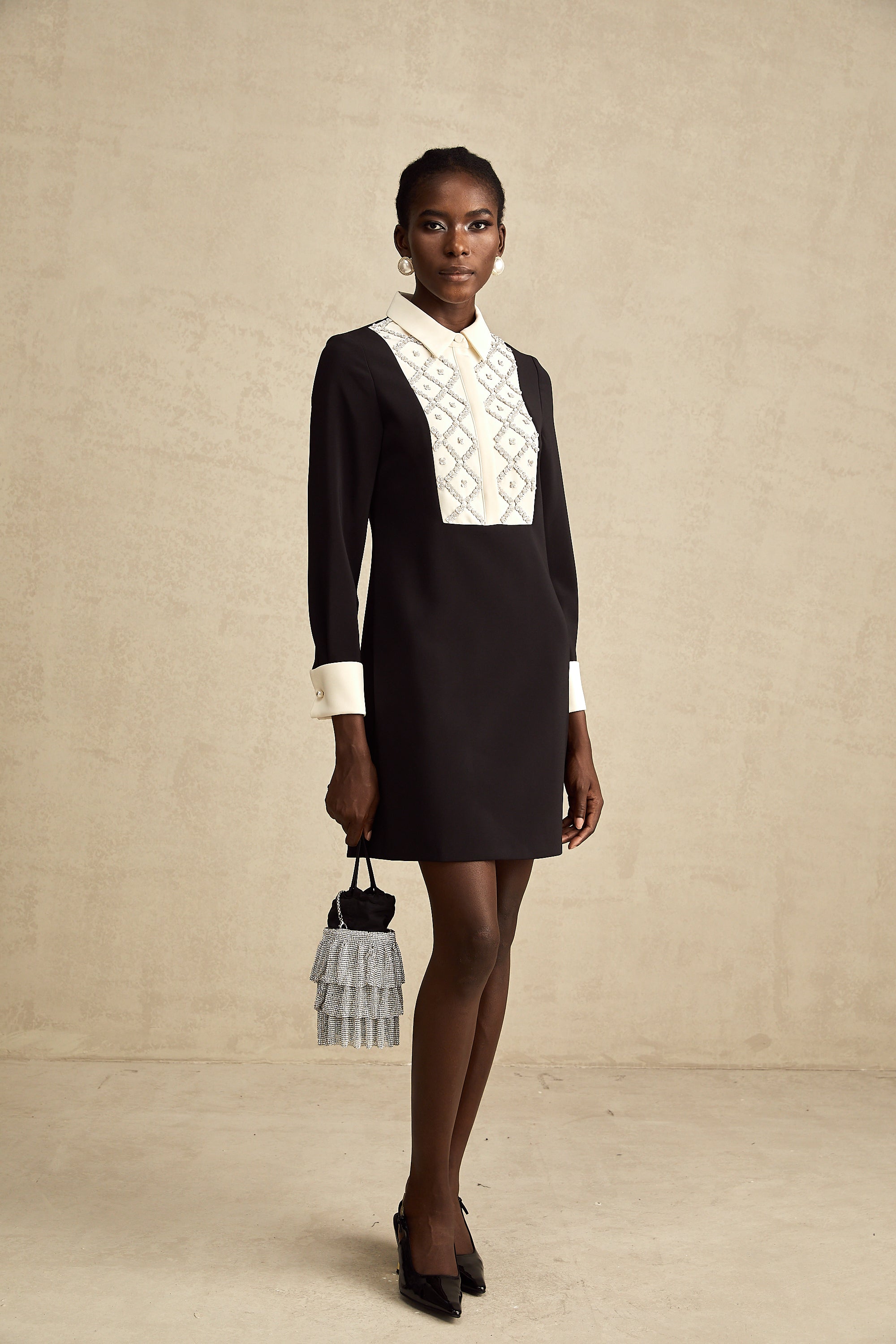 Esmée kontrast mini elbise