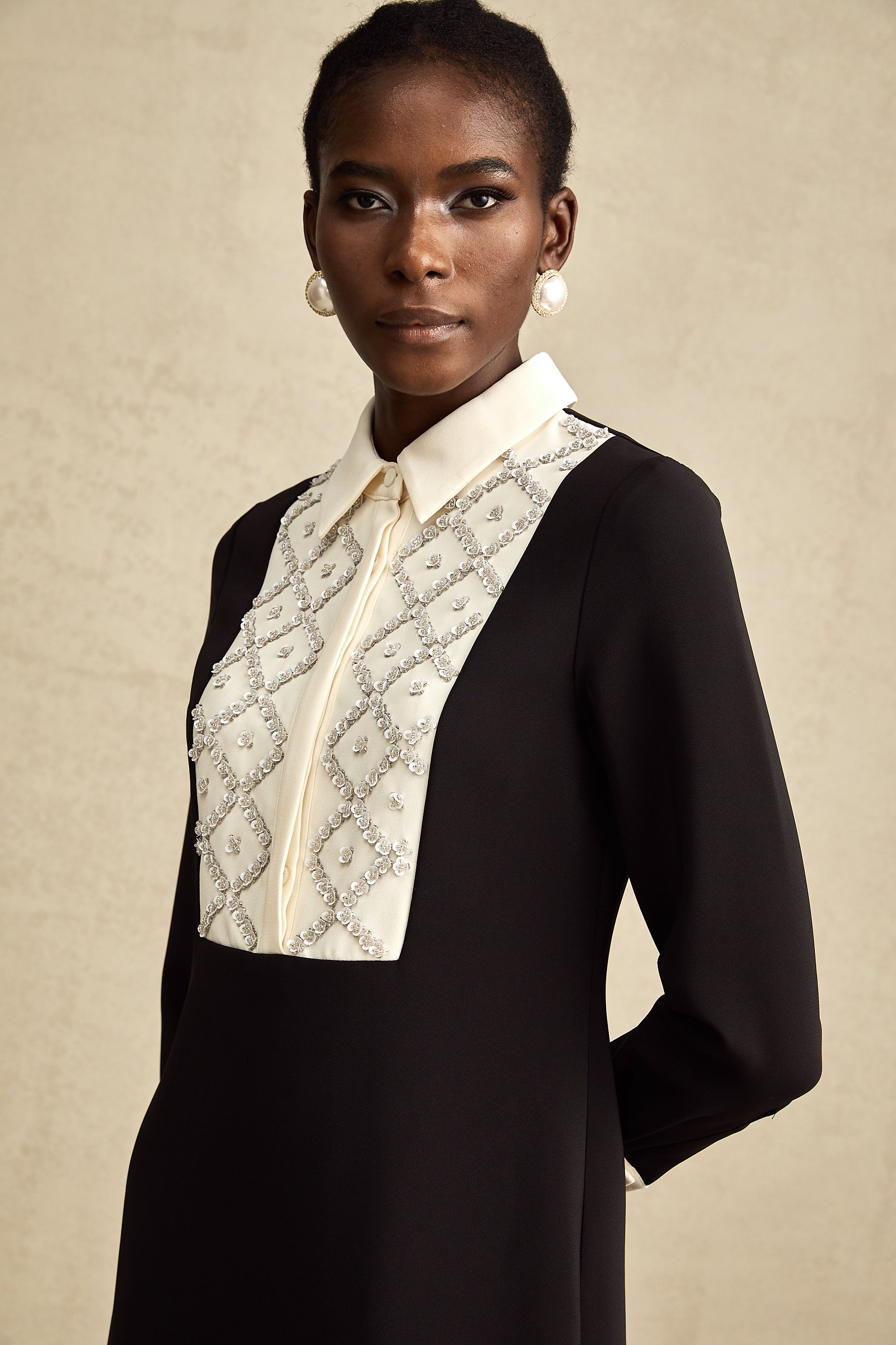 Esmée kontrast mini elbise